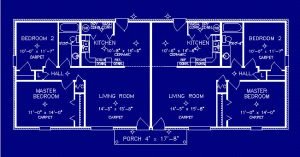 2 Bedroom Duplex floor plan by S.S. Steele Homes